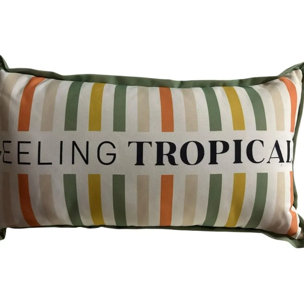 Vibrant Striped Pillow‎ with Tropical Theme